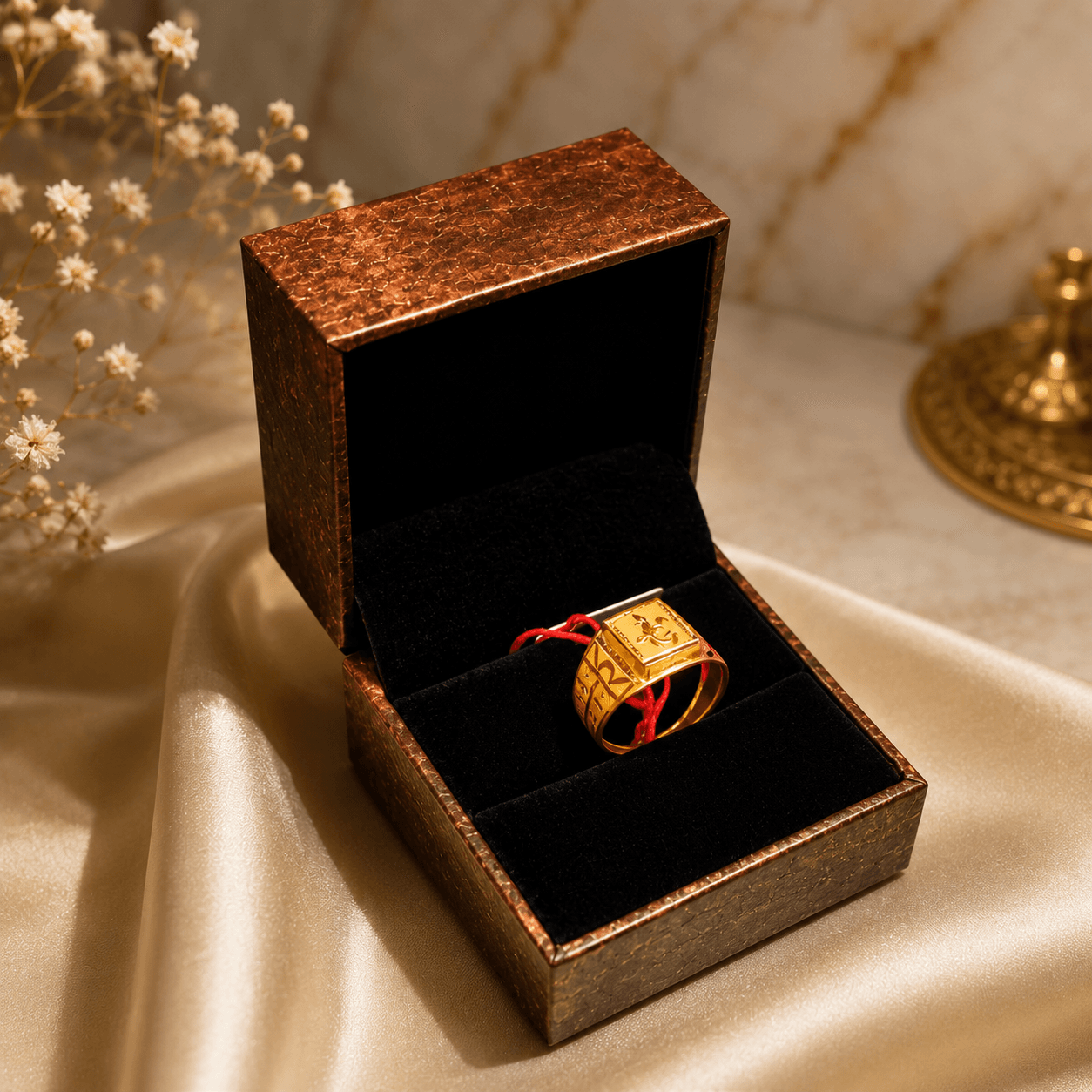 Men's 22K Solid Gold Engraved Signet Ring — Siddhivinayak Jewellers